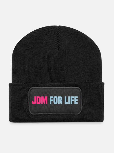 JDM for Life - Recycelte Patch Beanie - Schwarz