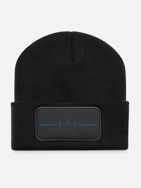 Surfer / Surf: océan - vagues - Beanie recyclé à patch - noir