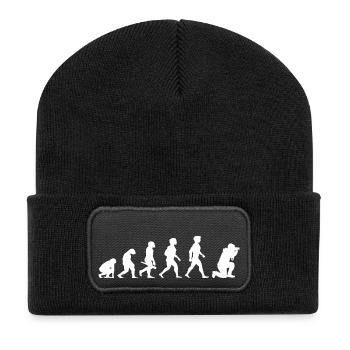 Evolution Photograf Fotograf Photoapparat Kamera - Recycelte Patch Beanie - Schwarz - Vorne