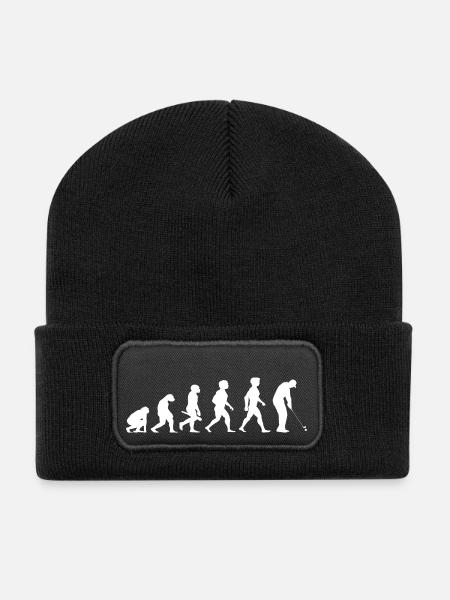 Evolution Golf Golfer Golfer Terrain de golf - Beanie recyclé à patch - noir