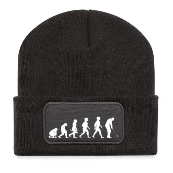 Evolution Golf Golfer Golfspieler Golfplatz - Recycelte Patch Beanie - Dunkelgrau - Vorne