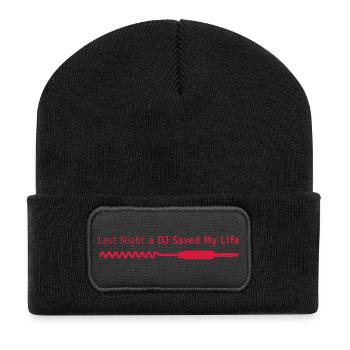 last_night_dj - Recycelte Patch Beanie - Schwarz - Vorne
