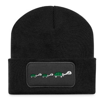 Cute Turtle Family - Beanie recyclé à patch - noir - Devant