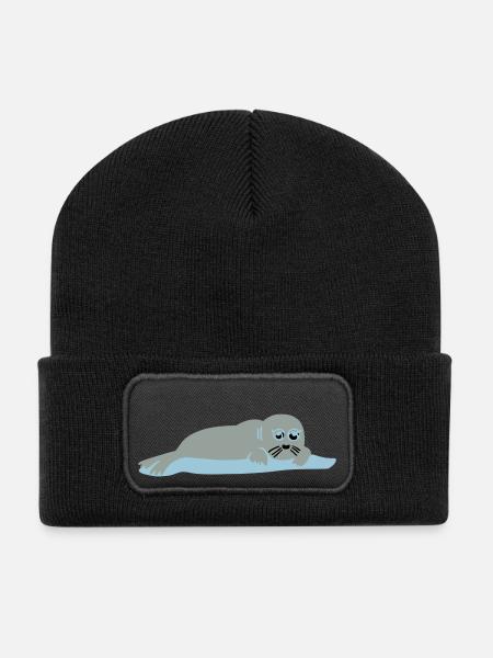 seal 2 - Beanie recyclé à patch - noir
