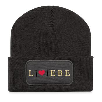 Liebe / Lebe - Recycelte Patch Beanie - Dunkelgrau - Vorne
