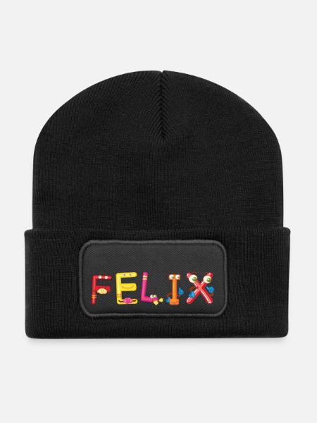 Felix - Recycelte Patch Beanie - Schwarz
