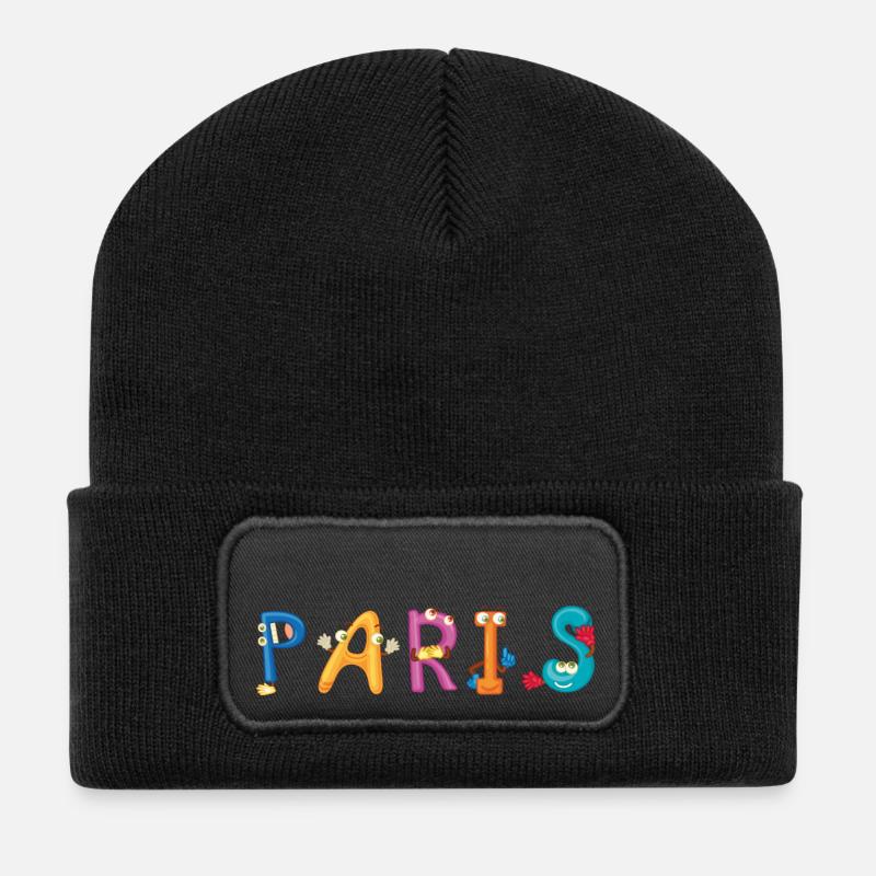 Paris - Recycelte Patch Beanie - Schwarz