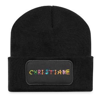 Christiane - Recycelte Patch Beanie - Schwarz - Vorne