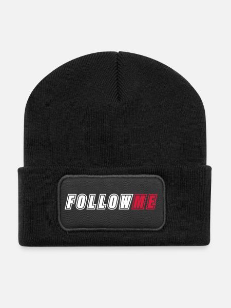 FOLLOW ME - Recycelte Patch Beanie - Schwarz