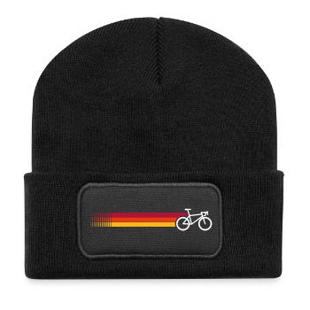 Sunset Stripes Bike Silhouette - Recycled Patch Beanie - black - Front