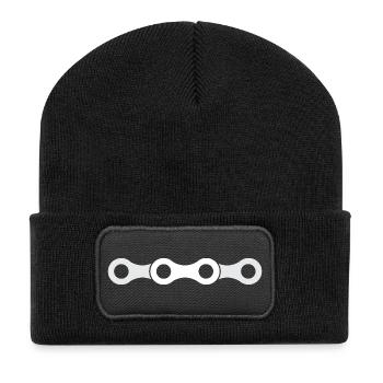 Symbole de chaîne Chaîne Vélo Vélo Cyclisme Icône - Beanie recyclé à patch - noir - Devant
