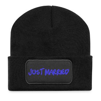 PAAR. ICH HABE GERADE GEHEIRATET. Junggesellinnenabschied. VALENTINSTAG. MARIES - Recycelte Patch Beanie - Schwarz - Vorne