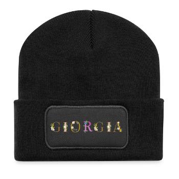 Le nom de GIORGIA est décoré de fleurs - Beanie recyclé à patch - noir - Devant