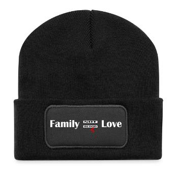 La famille est formée d’amour et non de sang - Beanie recyclé à patch - noir - Devant