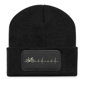 Bike Pulse Herzschlag Grafik - Recycelte Patch Beanie - Schwarz - Vorne