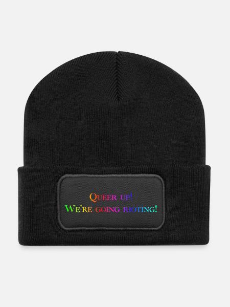 Queer Up - Beanie recyclé à patch - noir