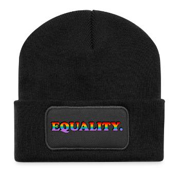 EQUALITY - rainbow text - LGBT pride month - Recycled Patch Beanie - black - Front