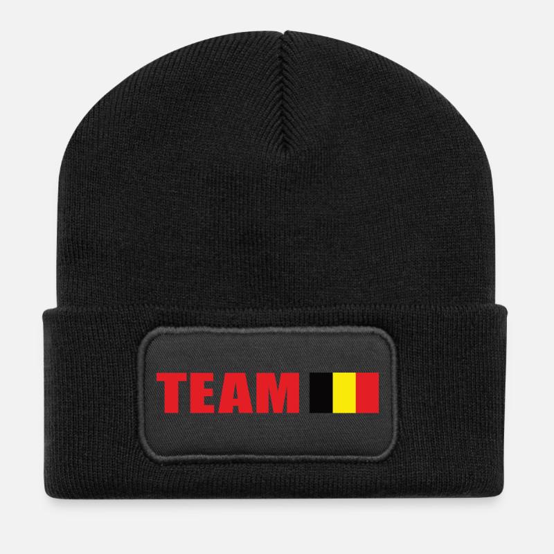Support-Team Belgien - Recycelte Patch Beanie - Schwarz