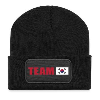 Südkoreanische Flagge Inspiration Design - Recycelte Patch Beanie - Schwarz - Vorne