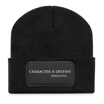 Heraclitus Quote Artistic Typography - Recycled Patch Beanie - black - Front
