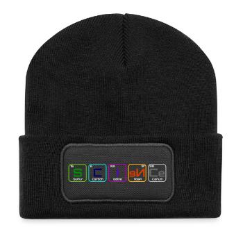"Science" with the elements - Recycled Patch Beanie - black - Front