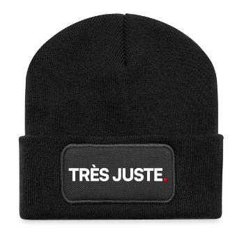 TRÈS JUSTE | Expression humour minimaliste - Beanie recyclé à patch - noir - Devant