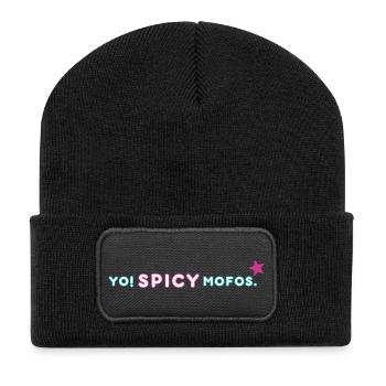 Yo! Spicy Mofos. | Retro Y2K Style - Recycelte Patch Beanie - Schwarz - Vorne