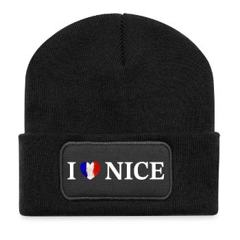 I love Nice France Nice - Recycled Patch Beanie - black - Front