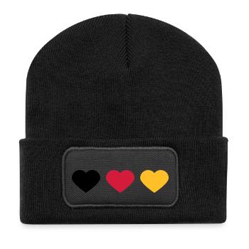3 Coeurs Allemagne Couleurs du drapeau Amour allemand - Beanie recyclé à patch - noir - Devant