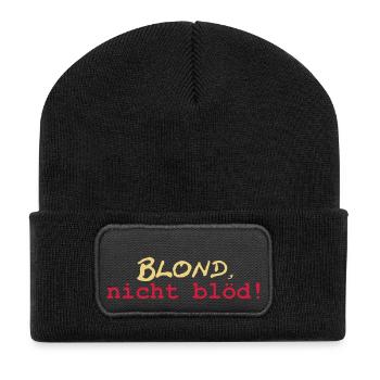 Blond nicht blöd - Recycelte Patch Beanie - Schwarz - Vorne