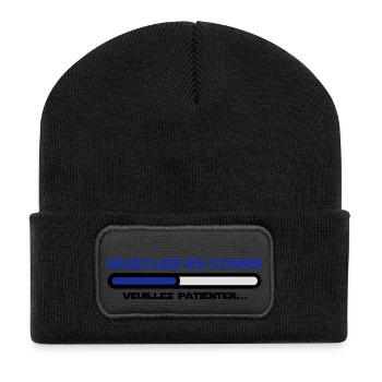 muscles en cours veuillez patienter, sport - Beanie recyclé à patch - noir - Devant