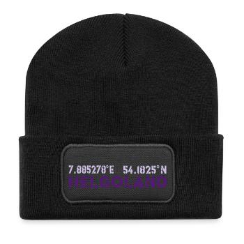 Helgoland Koordinaten - Recycelte Patch Beanie - Schwarz - Vorne