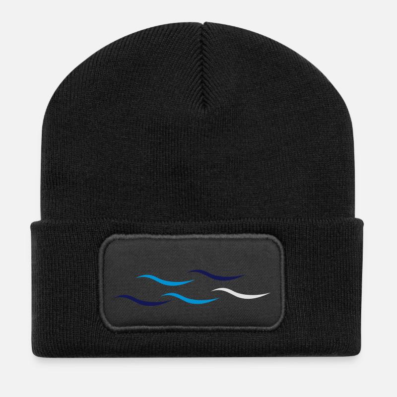 Wellen - Recycelte Patch Beanie - Schwarz