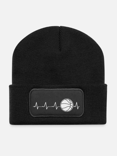 coeur de basket-ball (I love basket-ball) - Beanie recyclé à patch - noir