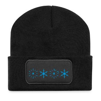 schneeflocken - Recycelte Patch Beanie - Schwarz - Vorne