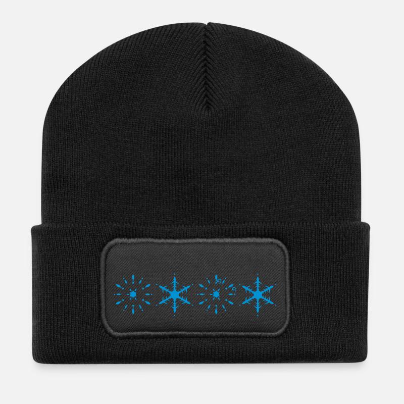 schneeflocken - Recycelte Patch Beanie - Schwarz