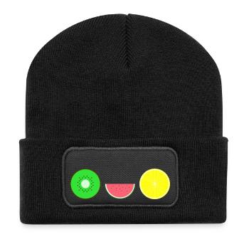 DIGITAL FRUITS - Hipster KIWI MELONE ZITRONE - Recycelte Patch Beanie - Schwarz - Vorne