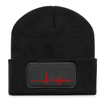 ECG COEUR EN LIGNE FOOTBALL rouge - Beanie recyclé à patch - noir - Devant