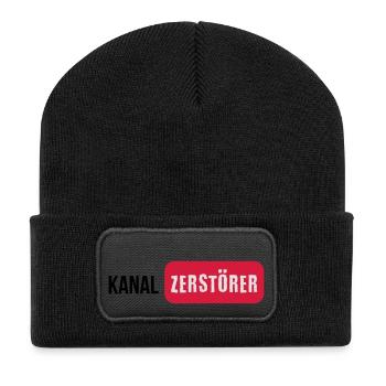 Kanalzerstörer - Recycelte Patch Beanie - Schwarz - Vorne