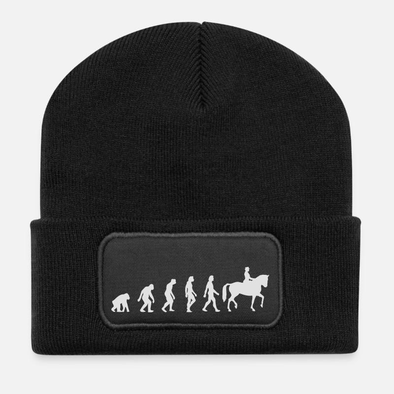 L'évolution de l'équitation - Beanie recyclé à patch - noir