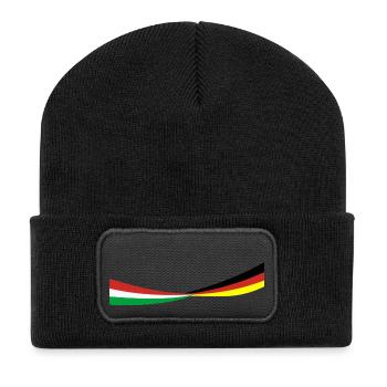 Italien - Deutschland - Schmal - Banner Sport Flag - Recycelte Patch Beanie - Schwarz - Vorne