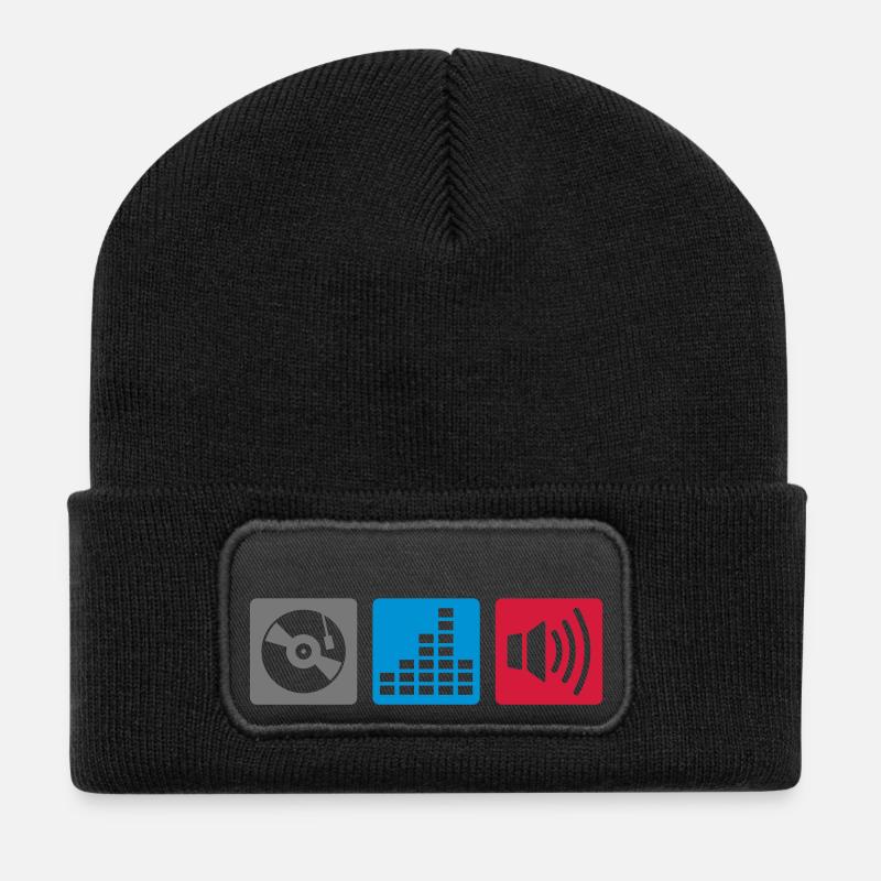 Music - DJ - Recycelte Patch Beanie - Schwarz