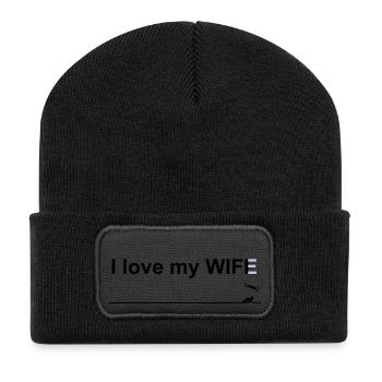 I love my wife wifi - Recycled Patch Beanie - black - Front
