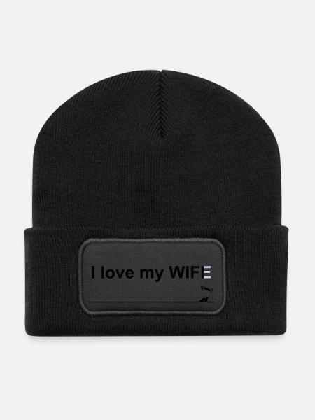 I love my wifi wife - Beanie recyclé à patch - noir