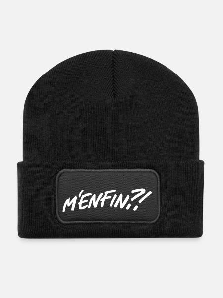 Menfin3 - Beanie recyclé à patch - noir