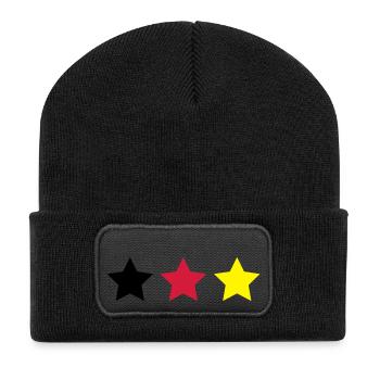 german_stars - Recycelte Patch Beanie - Schwarz - Vorne