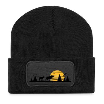 Landschaft - Schweden, Norwegen - Recycelte Patch Beanie - Schwarz - Vorne
