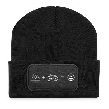 Mountain Bicycle Smile Berge MTB Lächeln Rennrad - Recycelte Patch Beanie - Schwarz - Vorne