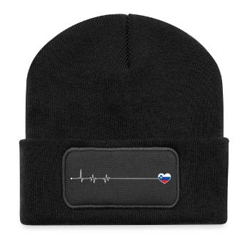 Heartbeat Slowenien Flagge - Recycelte Patch Beanie - Schwarz - Vorne