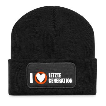 Letzte Generation - Design 3 - Recycelte Patch Beanie - Schwarz - Vorne